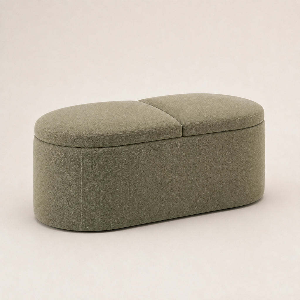 CoveArc Dual-Lid Oval Storage Ottoman