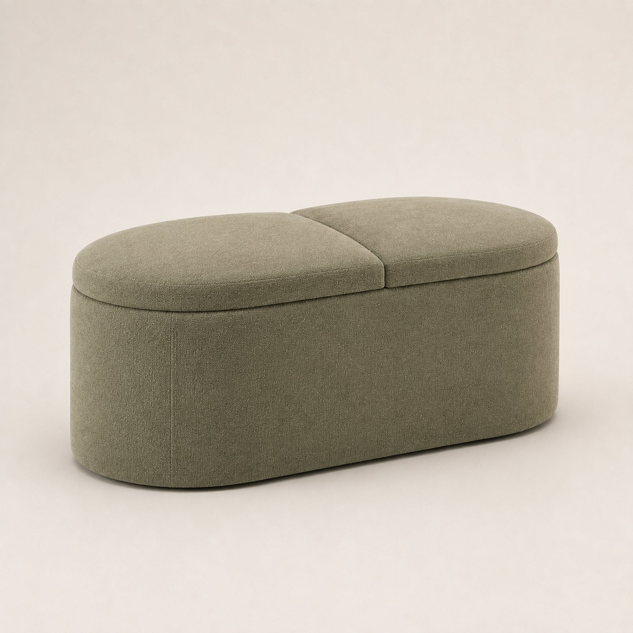 CoveArc Dual-Lid Oval Storage Ottoman