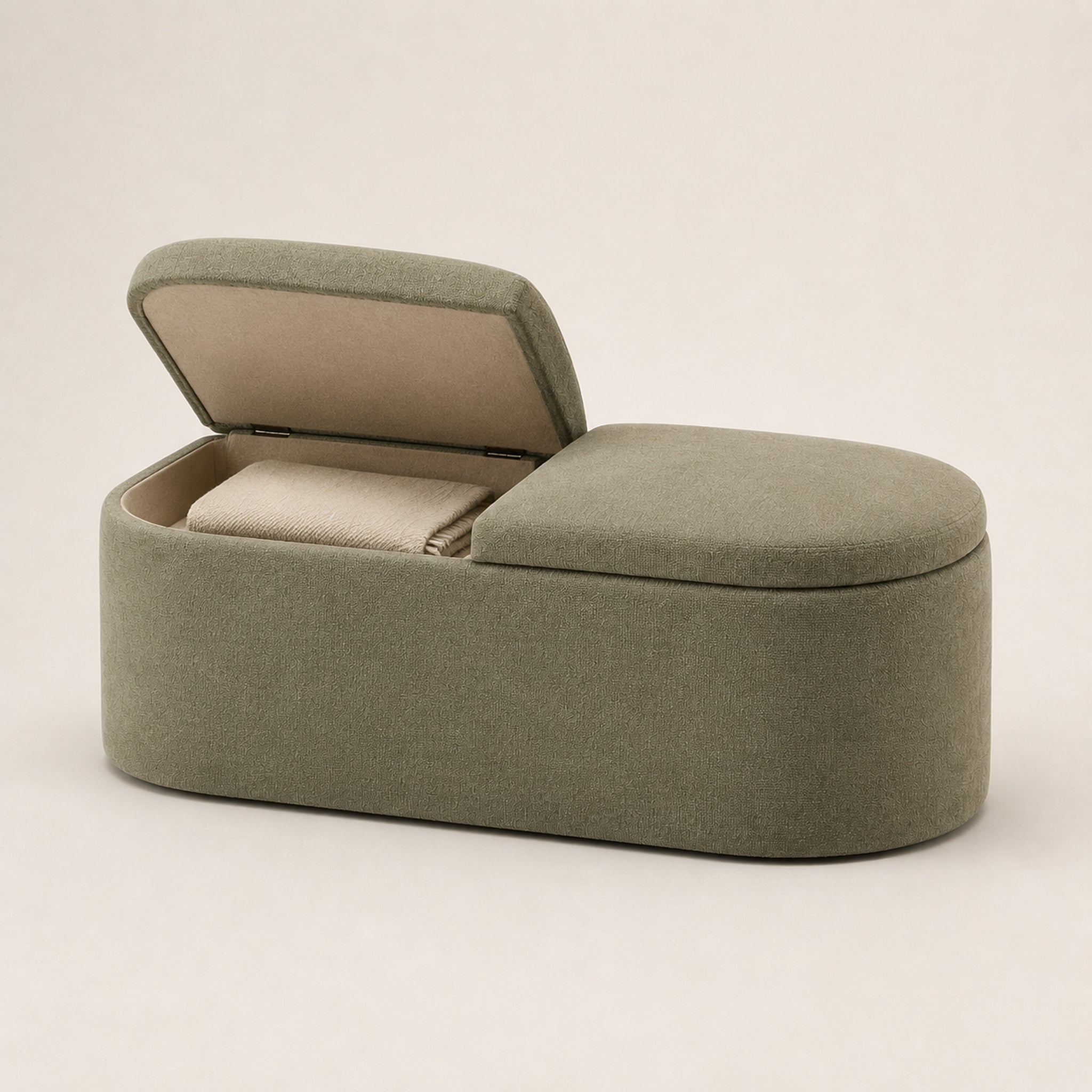 CoveArc Dual-Lid Oval Storage Ottoman