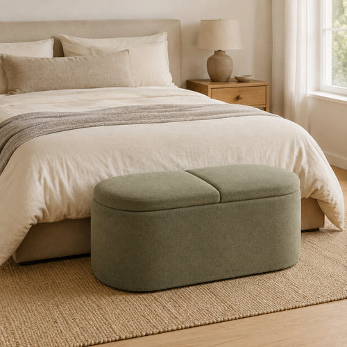 CoveArc Dual-Lid Oval Storage Ottoman