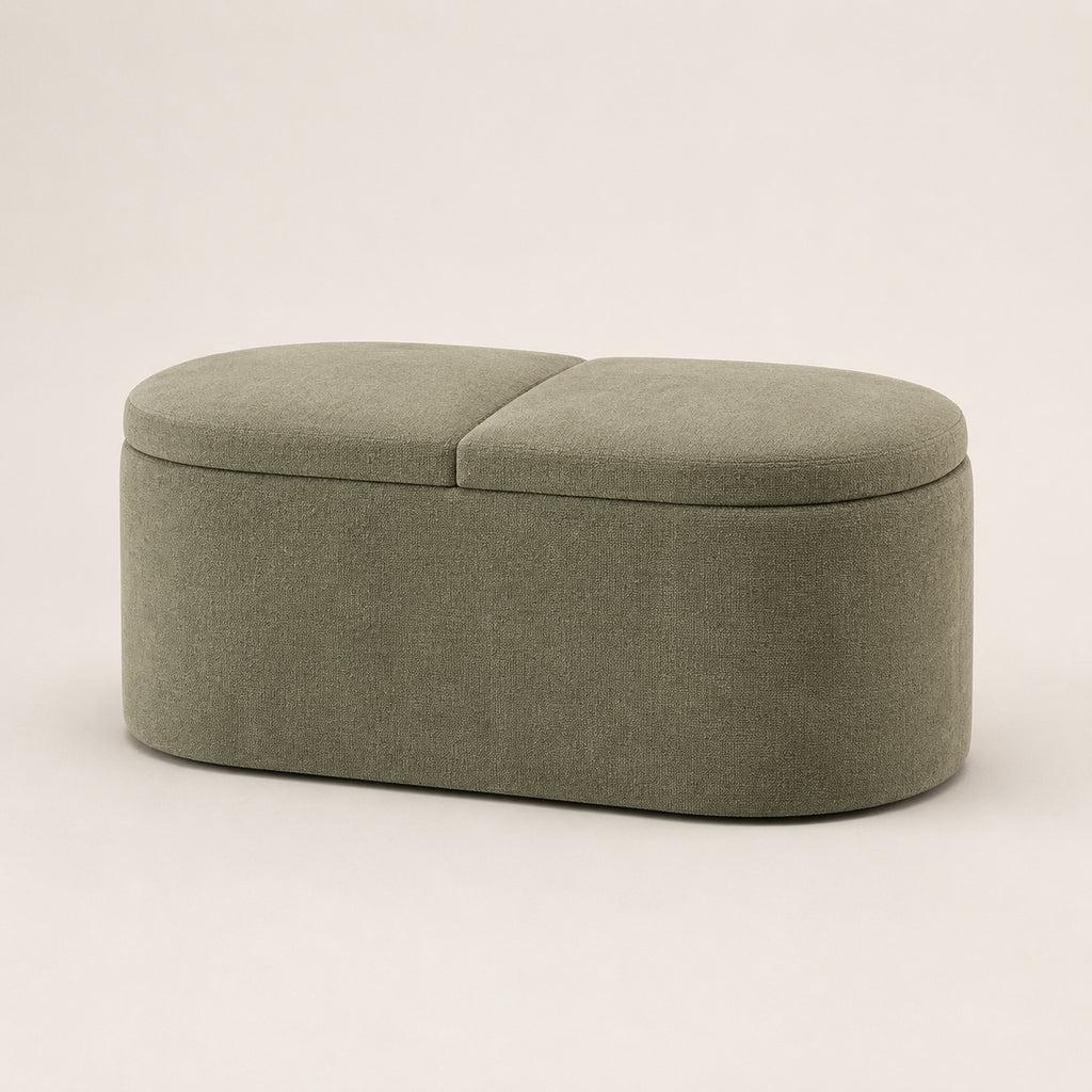 CoveArc Dual-Lid Oval Storage Ottoman