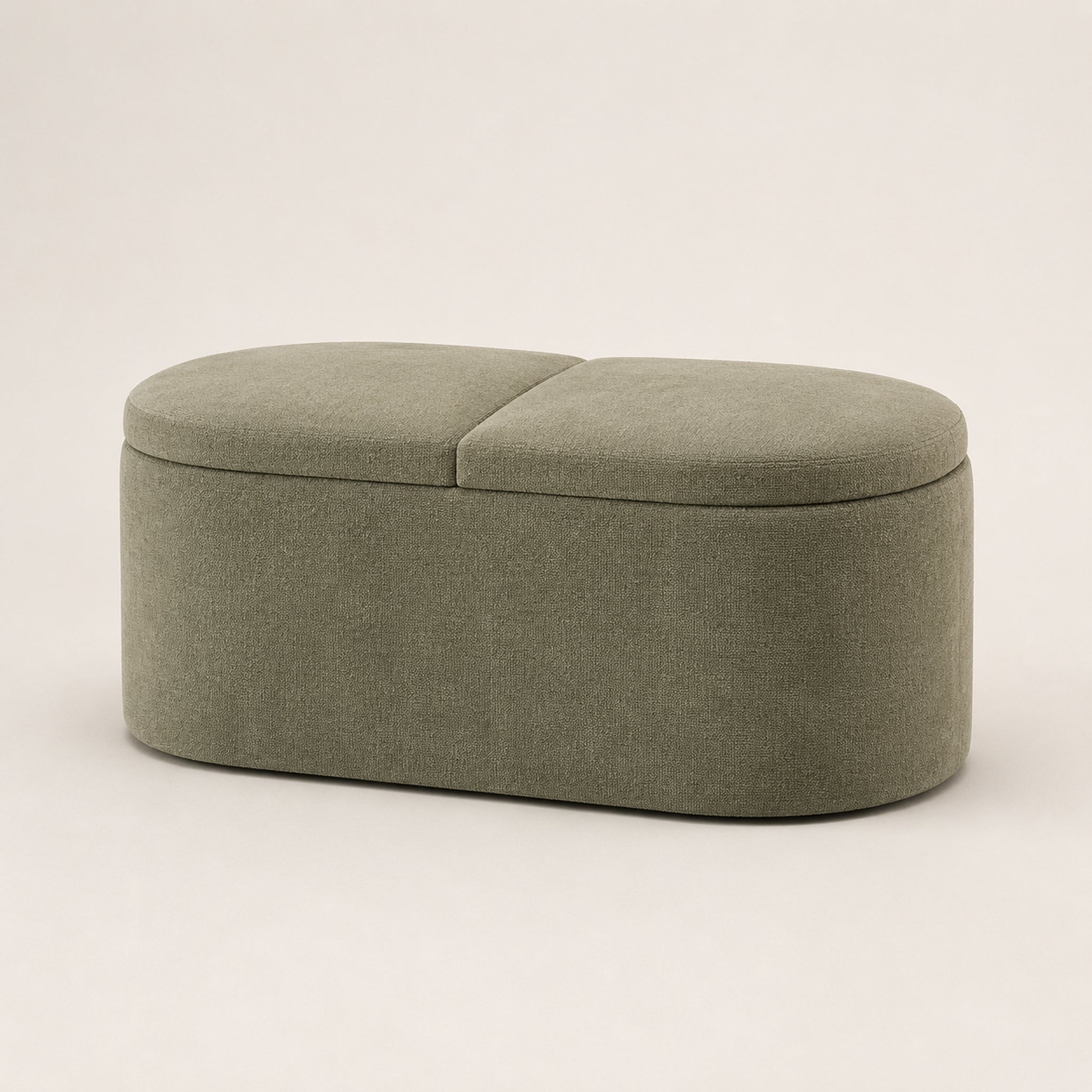 CoveArc Dual-Lid Oval Storage Ottoman