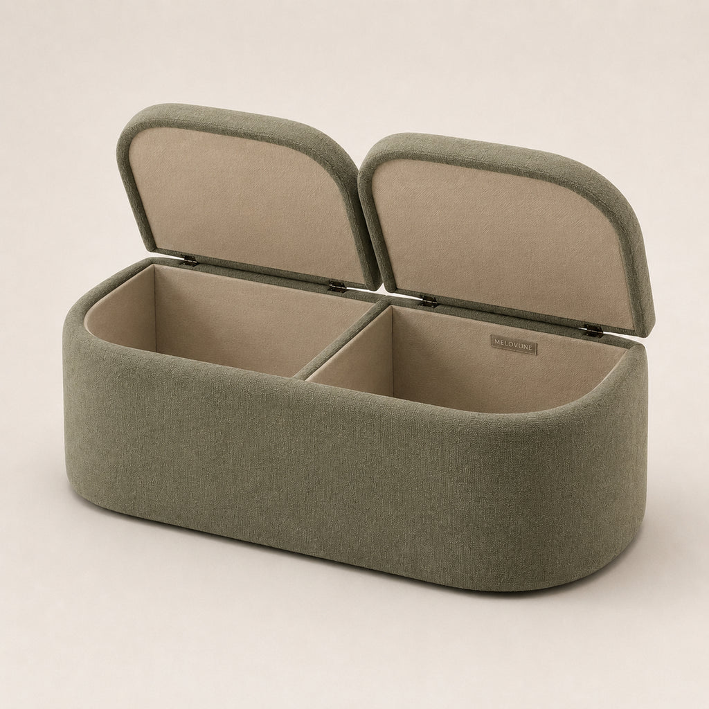 CoveArc Dual-Lid Oval Storage Ottoman