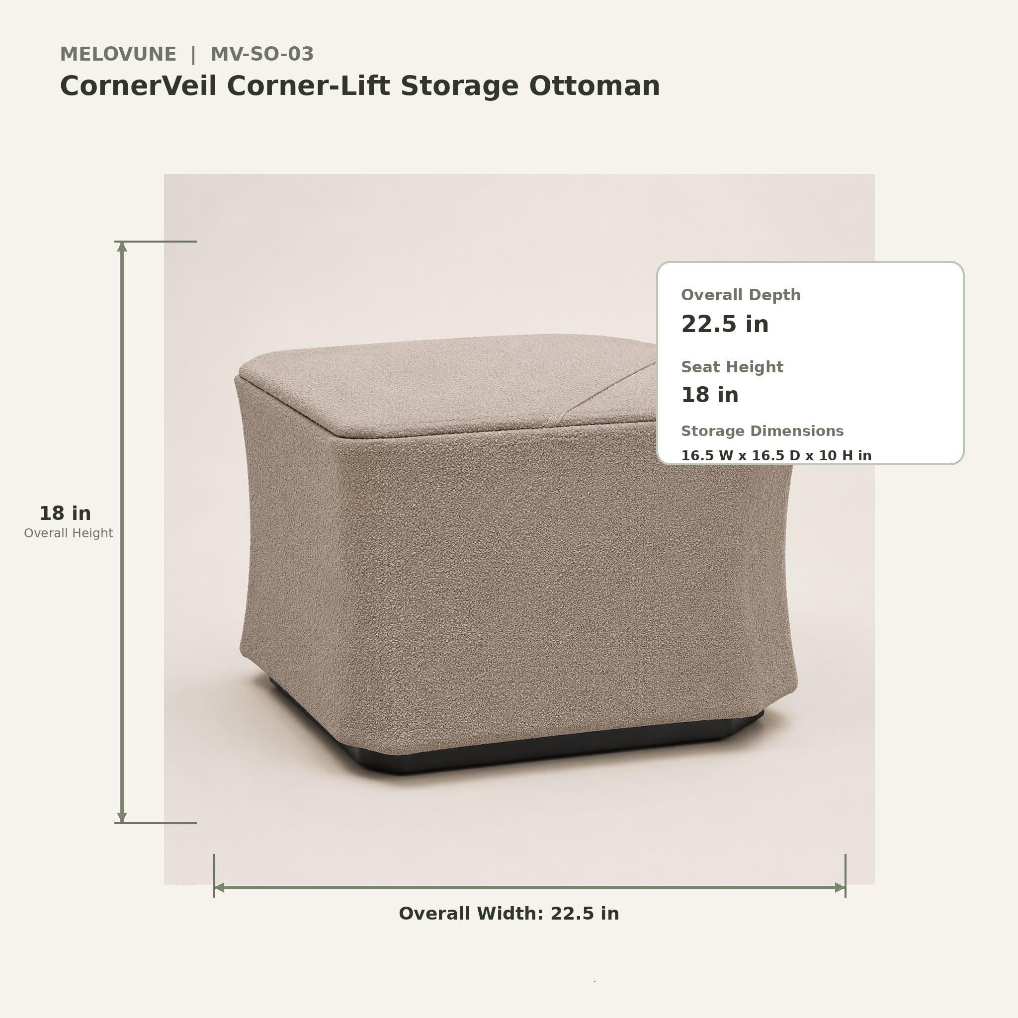 CornerVeil Corner-Lift Storage Ottoman