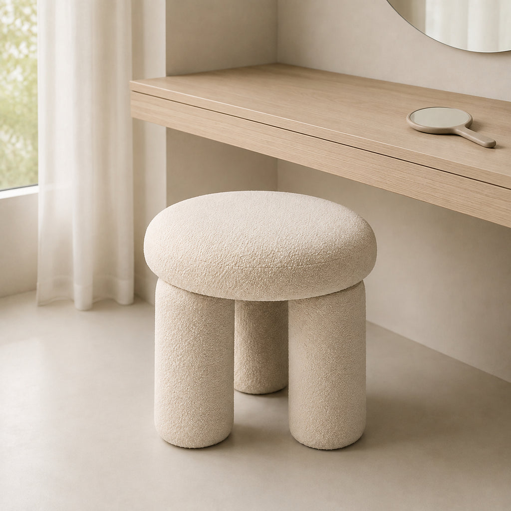 OrbitCap Three-Column Swivel Vanity Stool
