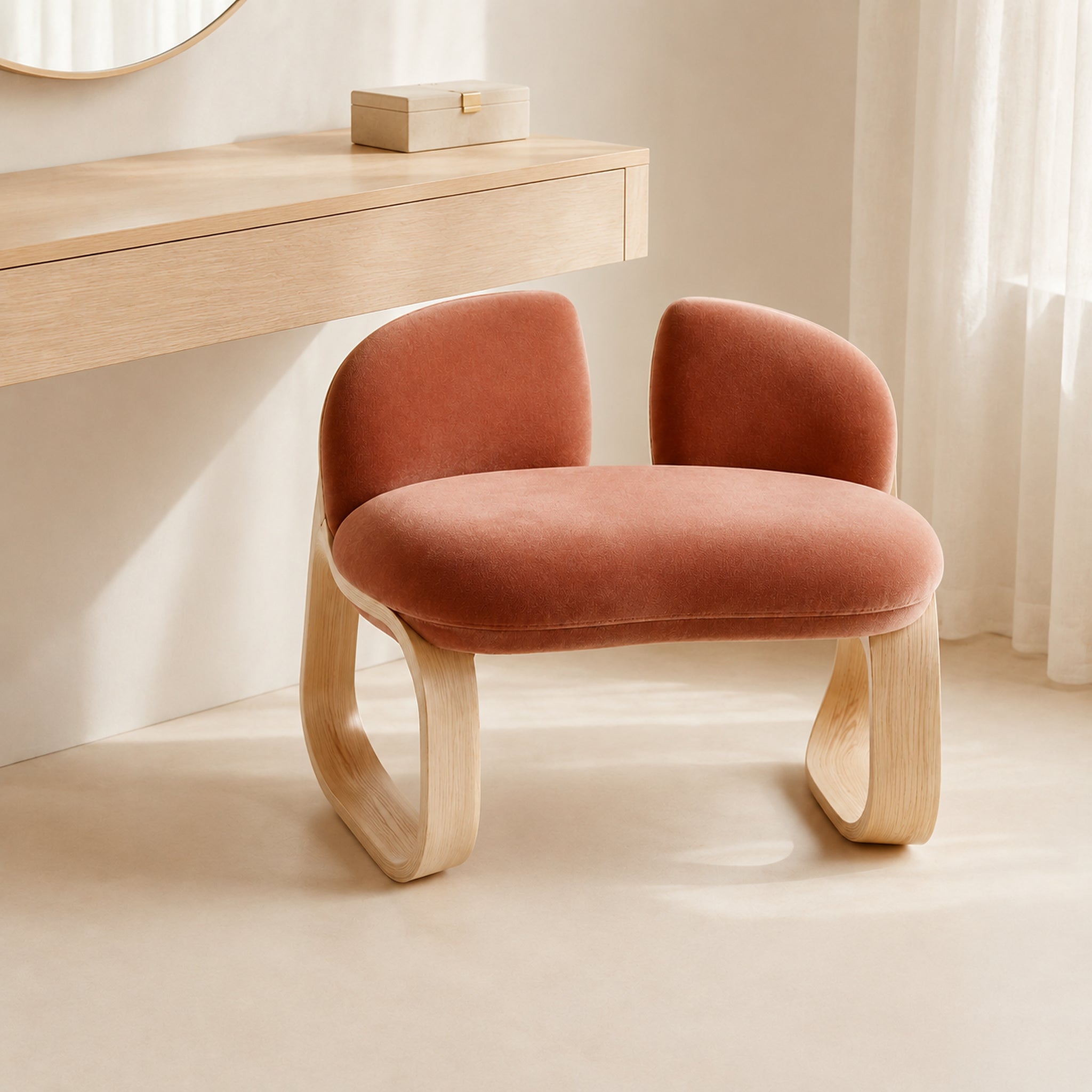 TwinCrescent Vanity Stool