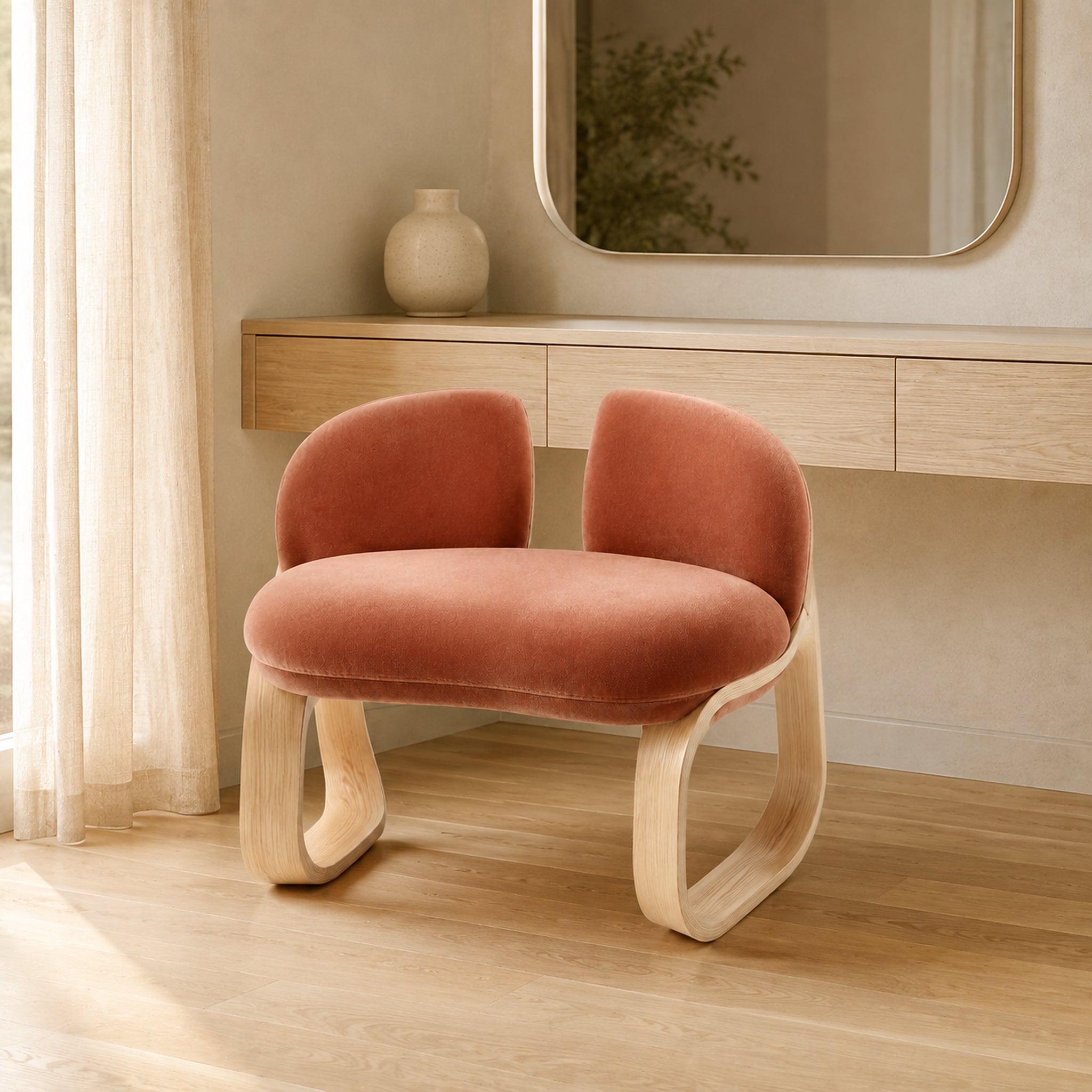 TwinCrescent Vanity Stool